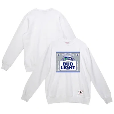Mitchell & Ness X Bud Light White Seattle Seahawks The Crest Pullover Sweatshirt