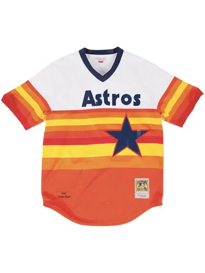 Mitchell & Ness "mlb Houston Astros 80 Nolan Ryan" Home Jersey In Orange