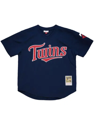 Mitchell & Ness "mlb Minnesota Twins 2002 David Ortiz" Authentic Bp Pullover Jersey T-shirt In Blue