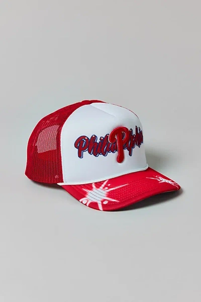 Mitchell & Ness Mlb Philadelphia Phillies Airbrush Trucker Hat In Red, Men's At Urban Outfitters