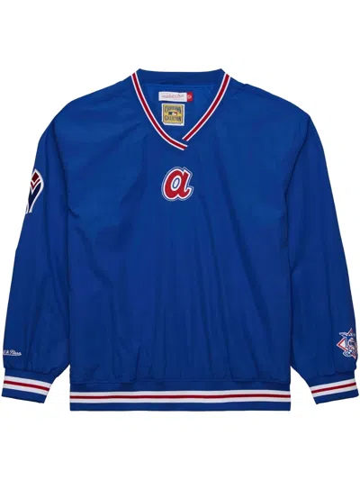 Mitchell & Ness Mlb Vintage Logo "braves" Pullover Jersey In Blue