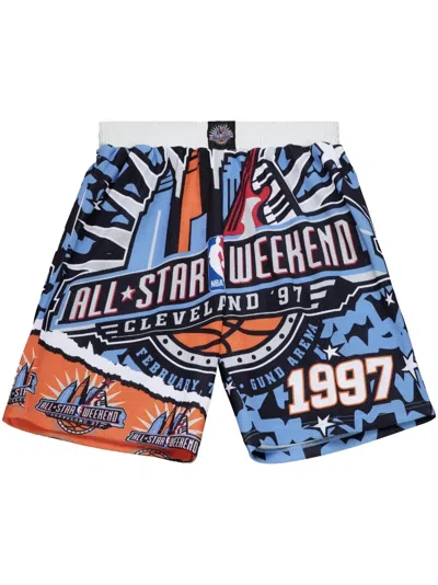 Mitchell & Ness Men's  Blue, Orange Hardwood Classics 1997 All-star Weekend Jumbotron 2.0 Mesh Shorts In Purple