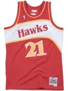 Mitchell & Ness "nba Atlanta Hawks 86 Dominique Wilkins" Swingman Road Jersey Vest Top In Red
