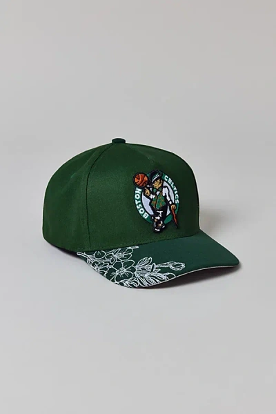 Mitchell & Ness Nba Boston Celtics Flowers Snapback Hat In Green, Men's At Urban Outfitters