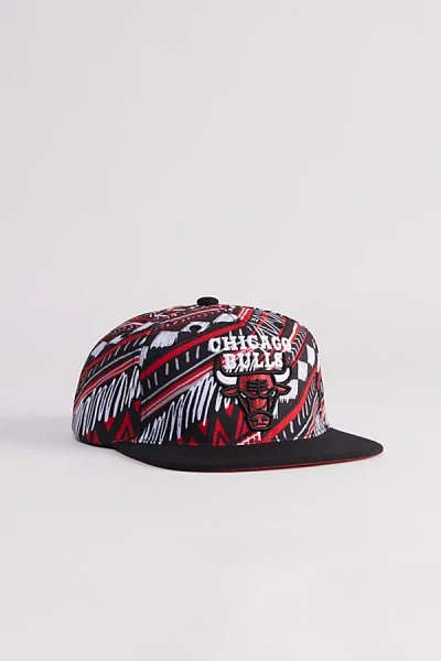 Mitchell & Ness Nba Chicago Bulls Game Day Patterned Snapback Hat In Black, Men's At Urban Outfitters In Red