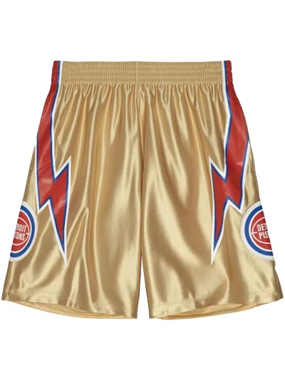 Mitchell & Ness "nba Detroit Pistons 1978" 75th Gold Swingman Shorts In Neutrals