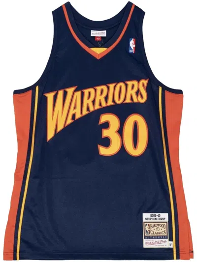Mitchell & Ness "nba Golden State Warriors 09 Steph Curry" Authentic Road Jersey Waistcoat Top In Blue