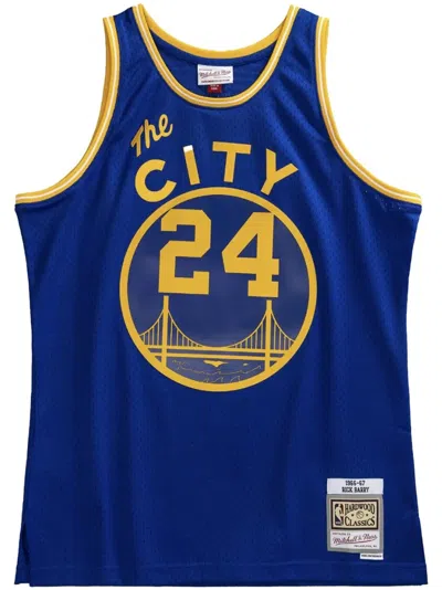 Mitchell & Ness "nba Golden State Warriors 66 Rick Barry" Swingman Jersey Waistcoat Top In Blue