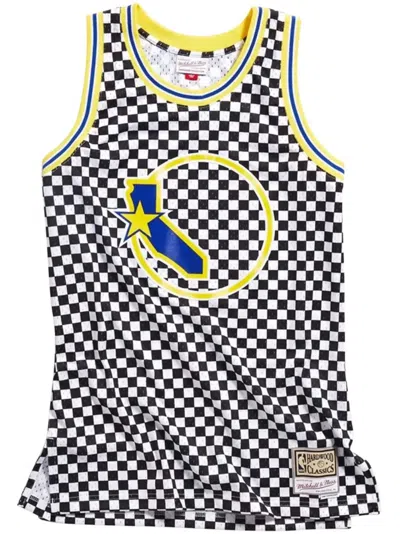 Mitchell & Ness "nba Golden State Warriors" Checked Swingman Jersey In Black