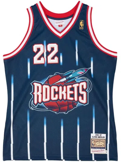 Mitchell & Ness "nba Houston Rockets 96 Clyde Drexler" Authentic Road Jersey In Blue