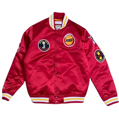 Mitchell & Ness Nba Houston Rockets Champ City Satin Jacket In Red
