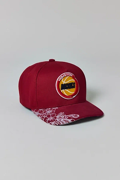 Mitchell & Ness Nba Houston Rockets Flowers Snapback Hat In Red, Men's At Urban Outfitters