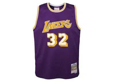 Pre-owned Mitchell & Ness Nba Kids Los Angeles Lakers Magic Johnson 198485 Swingman Road Jersey In Purple