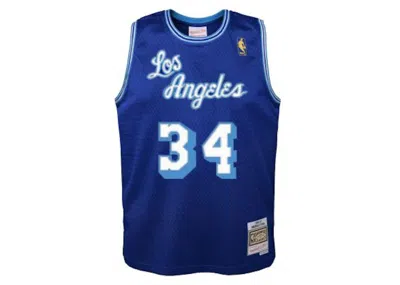 Pre-owned Mitchell & Ness Nba Kids Los Angeles Lakers Shaquille O'neal 199697 Swingman Alternate Jersey In Blue