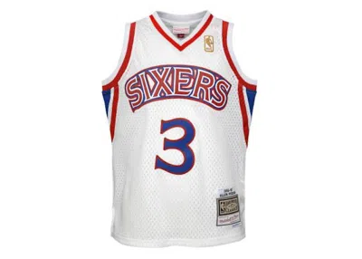 Pre-owned Mitchell & Ness Nba Kids Philadelphia 76ers Allen Iverson 199697 Swingman Home Jersey In White
