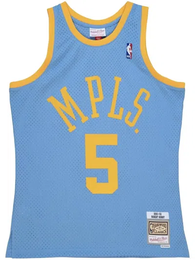 Mitchell & Ness "nba La Lakers 2001 Dressing Gownrt Horry" Swingman Jersey Waistcoat Top In Blue