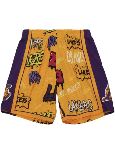 Mitchell & Ness "nba La Lakers 2009" Slap Sticker Basketball Shorts In Yellow