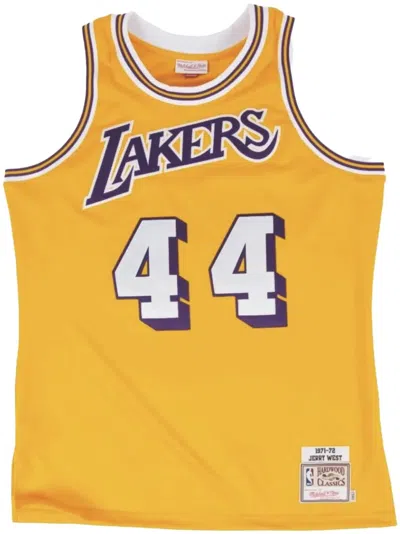 Mitchell & Ness "nba La Lakers 71 Jerry West" Authentic Jersey Waistcoat Top In Yellow