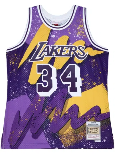 Mitchell & Ness "nba La Lakers 96 Shaquille O'neal" Hyper Hoops Swingman Jersey Waistcoat Top In Purple