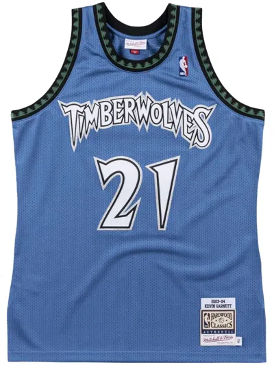 Mitchell & Ness "nba Minnesota Timberwolves 03-04 Kevin Garnett" Authentic Jersey Top In Blue
