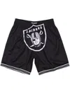 Mitchell & Ness "nba Oakland Raiders" Big Face Shorts In Black