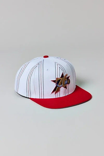 Mitchell & Ness Nba Philadelphia 76ers Triplin Snapback Hat In White, Men's At Urban Outfitters
