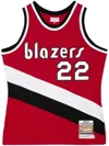 Mitchell & Ness "nba Portland Trail Blazers 83 Clyde Drexler" Basketball Jersey In Red