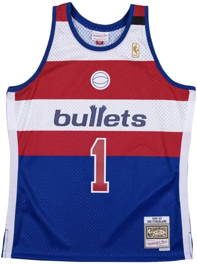 Mitchell & Ness "nba Washington Bullets 96 Rod Strickland" Basketball Jersey In Blue