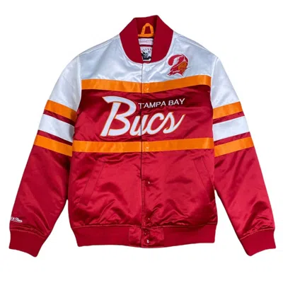 Mitchell & Ness Nfl Buccaneers Special Heavyweight Satin Jacket In Red