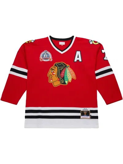 Mitchell & Ness Nhl Dark "blackhawks 1991 Chris Chelios" Jersey In Red