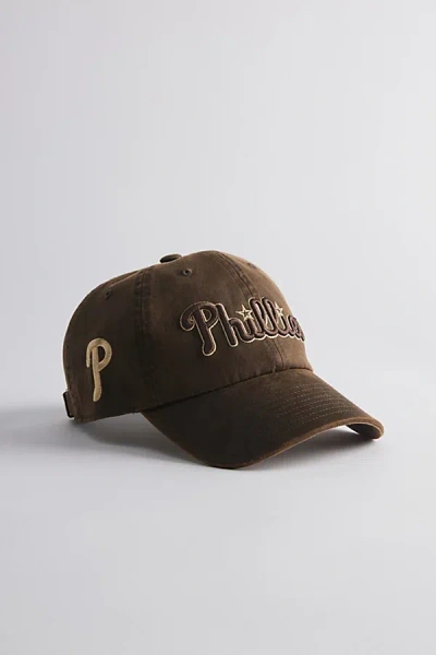 Mitchell & Ness Philadelphia Phillies Leather Dad Hat In Brown, Men's At Urban Outfitters