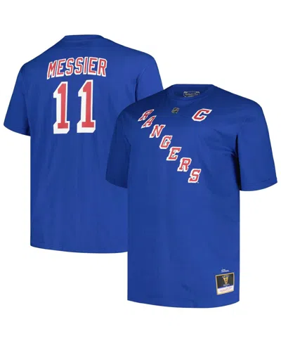 Mitchell & Ness Profile Men's Mark Messier Blue New York Rangers Big Tall Captain Patch Name Number T-shirt