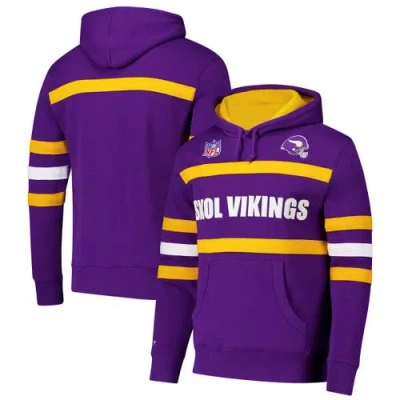 Mitchell & Ness Purple Minnesota Vikings Vintage Logo Head Coach Fleece Pullover Hoodie