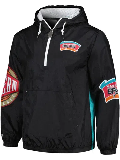 Mitchell & Ness Team Og 2.0 Spurs Windbreaker Hoodie In Black