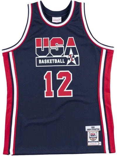 Mitchell & Ness Team Usa 1992 John Stockton "navy" Authentic Jersey In Blue