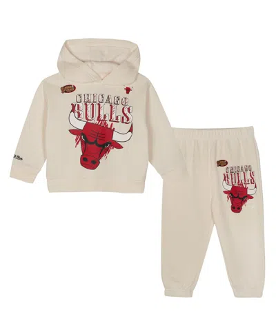 Mitchell & Ness Babies' Toddler 2-piece Cream Chicago Bulls Hang Time Oversized Pullover Hoodie And Pants Set