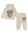 Mitchell & Ness Toddler 2-piece Cream Golden State Warriors Hang Time Oversized Pullover Hoodie And Pants Set In Cream