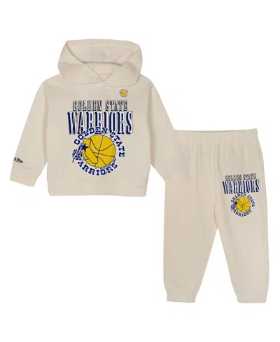 Mitchell & Ness Babies' Toddler 2-piece Cream Golden State Warriors Hang Time Oversized Pullover Hoodie And Pants Set