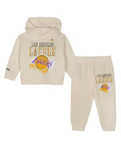 Mitchell & Ness Babies' Toddler 2-piece Cream Los Angeles Lakers Hang Time Oversized Pullover Hoodie And Pants Set