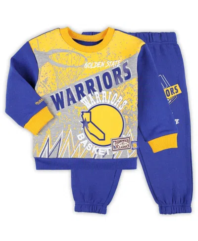 Mitchell & Ness Babies' Toddler 2-piece Golden State Warriors Blockbuster Oversized Fleece And Pant Set In Royal