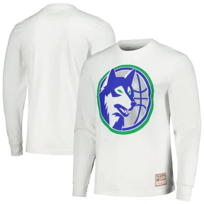 Mitchell & Ness Men's And Women's  White Minnesota Timberwolves Hardwood Classics Long Sleeve T-shirt