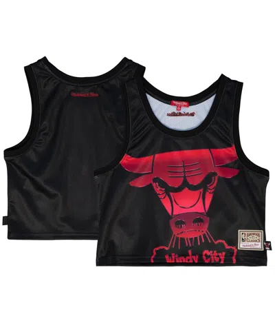 Mitchell & Ness Women's Black Chicago Bulls Hardwood Classics Big Face 4.0 Cropped Tank Top