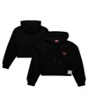 Mitchell & Ness Women's Black Golden State Warriors Hardwood Classics Cropped Pullover Hoodie In Black