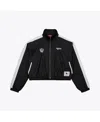 Mitchell & Ness Women's Black Oakland Raiders Nylon Cropped Full-zip Jacket In Black