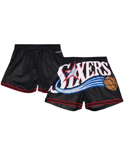 Mitchell & Ness Women's Black Philadelphia 76ers Swingman Big Face 3.0 Basketball Shorts