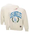 Mitchell & Ness Women's Cream Los Angeles Dodgers Cooperstown Collection Laurel Crew Pullover Sweatshirt In Cream