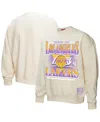 Mitchell & Ness Women's Cream Los Angeles Lakers Oversprayed Pullover Sweatshirt In Cream