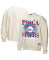 Mitchell & Ness Women's Cream Philadelphia 76ers Oversprayed Pullover Sweatshirt In Cream