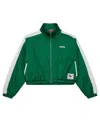 Mitchell & Ness Women's Green New York Jets Nylon Cropped Full-zip Jacket In Green