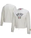 Mitchell & Ness Heather Gray Boston Red Sox Cropped Toggle Pullover Sweatshirt